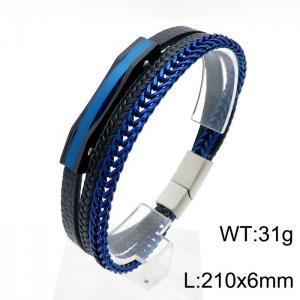 Stainless Steel Leather Bracelet - KB146290-KLHQ