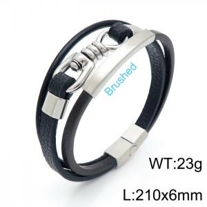 Stainless Steel Leather Bracelet - KB146425-KLHQ
