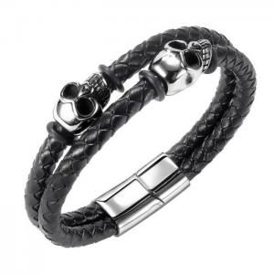 Stainless Steel Leather Bracelet - KB148076-WGTY