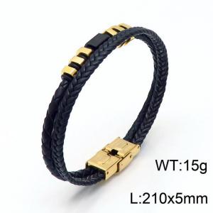 Stainless Steel Leather Bracelet - KB148165-YY