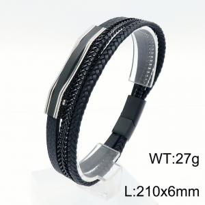 Stainless Steel Leather Bracelet - KB148337-KLHQ