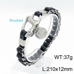 Stainless Steel Leather Bracelet - KB148339-KLHQ
