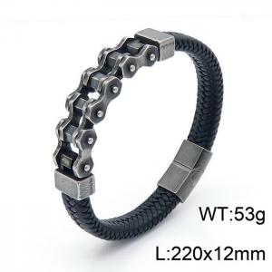 Stainless Steel Leather Bracelet - KB149648-KFC