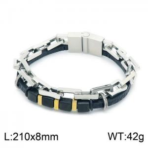 Stainless Steel Leather Bracelet - KB149723-KLHQ