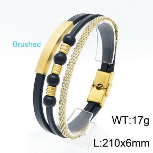 Stainless Steel Leather Bracelet - KB149826-KLHQ