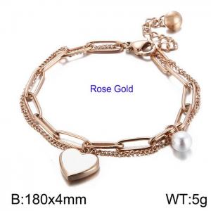 Stainless Steel Rose Gold-plating Bracelet - KB150076-WGMB