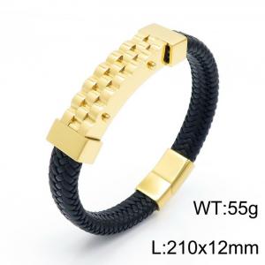 Stainless Steel Leather Bracelet - KB151034-KFC