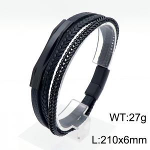 Stainless Steel Leather Bracelet - KB151816-KLHQ