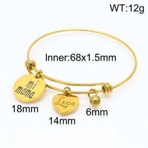 Mother's Day gift love mi mama titanium steel heart-shaped telescopic women's bracelet Gold-plating Bangle - KB153307-Z