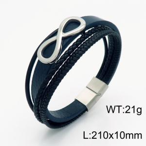 Stainless Steel Leather Bracelet - KB153821-KLHQ