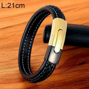 Stainless Steel Leather Bracelet - KB154835-WGYY