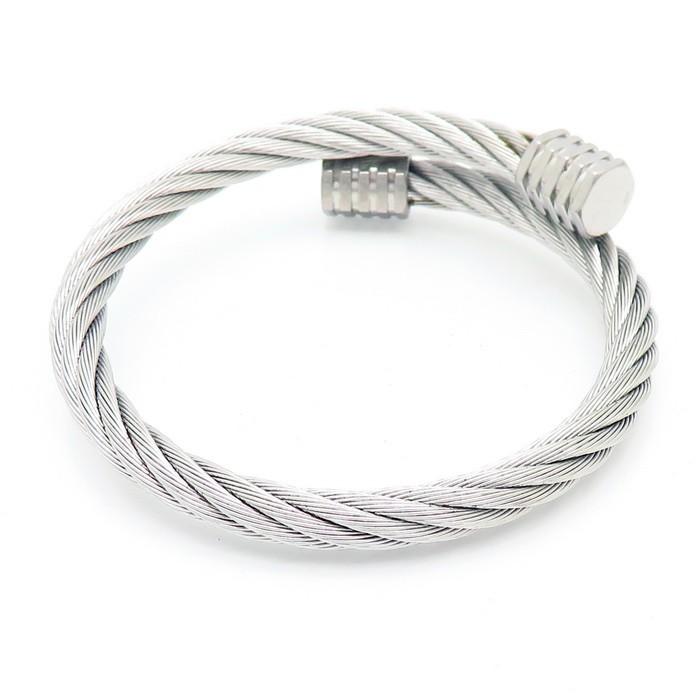 Gatik AG2706 Ladies 316L Stainless Steel Cable Wire Torque Bangle