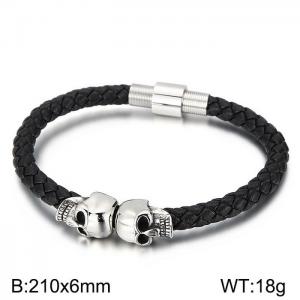 Stainless Steel Leather Bracelet - KB157291-WGOS