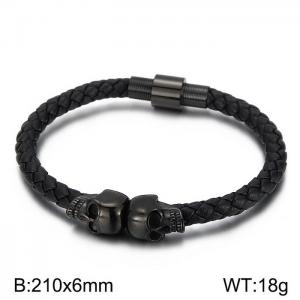 Stainless Steel Leather Bracelet - KB157293-WGOS