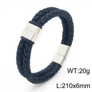 Stainless Steel Leather Bracelet - KB157642-KFC