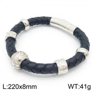 Stainless Steel Leather Bracelet - KB158033-K