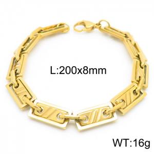 8mm=20cm=Handmade stainless steel rectangular inner buckle diagonal chain, fashionable ins style fashionable gold bracelet - KB160609-Z