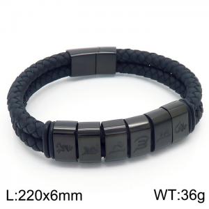 Stainless Steel Leather Bracelet - KB162452-KFC