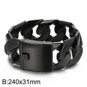 Fashion vacuum plating black stainless steel men's smooth bracelet - KB163417-KJX