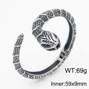Punk style men's stainless steel black snake open bracelet - KB163984-KJX