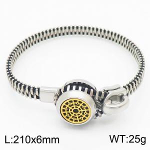 Stainless steel zipper braided leather bracelet - KB164003-KLHQ