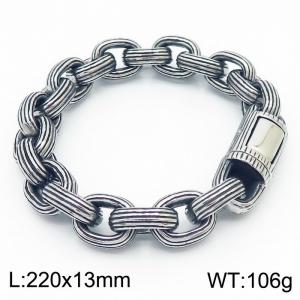 Stainless steel striped men's bracelet - KB164109-KJX