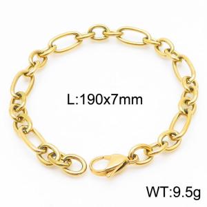 7mm19cm=Simple men's and women's irregular O chain lobster clasp gold-plated bracelet - KB164164-Z