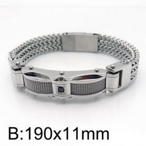 Mesh belt CNC stone inlaid double-layer Franco Chain magnet clasp men's bent piece bracelet - KB164185-KFC