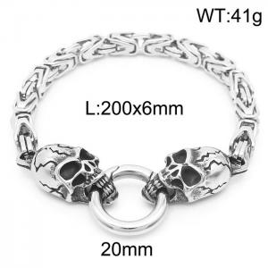 Europe and America men's stainless steel ghost bracelet personality retro imperial chain skull accessories - KB164518-Z