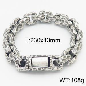 Cool retro men make old hammer - patterned titanium steel bracelet - KB164775-KJX