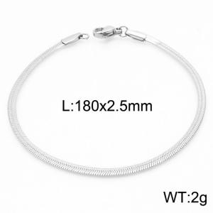 Women's Silver 2.5mm Herringbone Flat Snake Chain Stainless Steel Bracelet - KB164827-Z