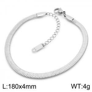 Women's Silver 4mm Herringbone Flat Snake Chain Stainless Steel Bracelet - KB164832-Z