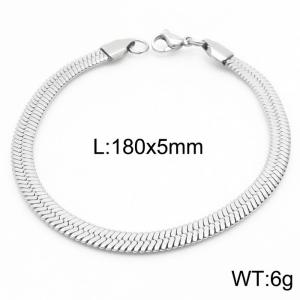 Women's Silver 5mm Herringbone Flat Snake Chain Stainless Steel Bracelet - KB164834-Z
