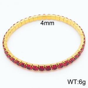 Hand make stainless steel simple style big red stone chain gold bracelet - KB164849-Z