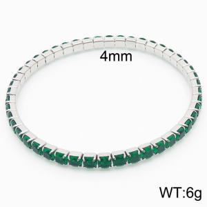 Hand make stainless steel simple style big green stone chain silver bracelet - KB164851-Z
