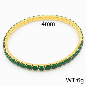 Hand make stainless steel simple style big green stone chain gold bracelet - KB164852-Z
