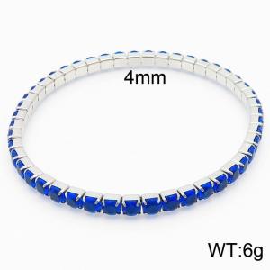 Hand make stainless steel simple style big blue stone chain silver bracelet - KB164857-Z