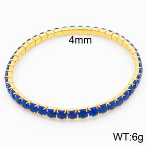 Hand make stainless steel simple style big blue stone chain gold bracelet - KB164858-Z