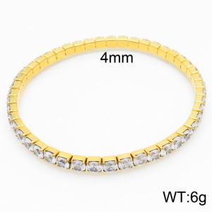 Hand make stainless steel simple style big white stone chain gold bracelet - KB164861-Z