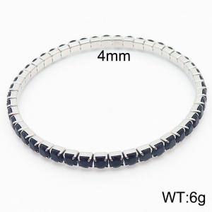 Hand make stainless steel simple style big black stone chain silver bracelet - KB164863-Z