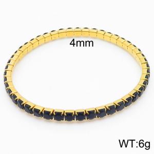 Hand make stainless steel simple style big black stone chain gold bracelet - KB164864-Z