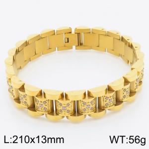 European and American fashion men's stainless steel gold watch with diamond bracelet - KB165230-KFC