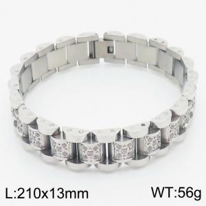 European and American fashion men's stainless steel silver watch with diamond bracelet - KB165231-KFC
