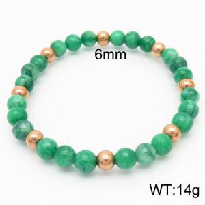 6mm Natural Gemstone Green Round Beads Stretch Bracelet with Pink beads - KB165557-Z