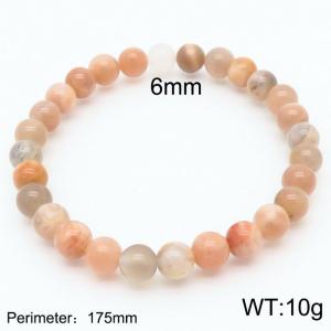 6mm Natural Gemstone Pink Round Beads Stretch Bracelet - KB165559-Z