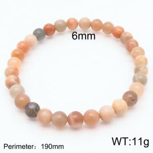 6mm Natural Gemstone Pink Round Beads Stretch Bracelet - KB165560-Z