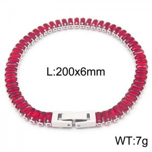 Stainless steel red rectangle crystal stone special charming silver bracelet - KB165618-Z