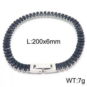 Stainless steel black rectangle crystal stone special charming silver bracelet - KB165620-Z