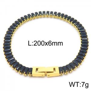 Stainless steel black rectangle crystal stone special charming gold bracelet - KB165621-Z