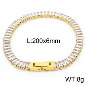 Stainless steel white rectangle crystal stone special charming gold bracelet - KB165623-Z